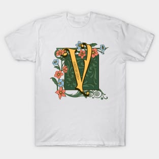 Art Nouveau Letter V, Ornamental Letter V, Art Deco T-Shirt